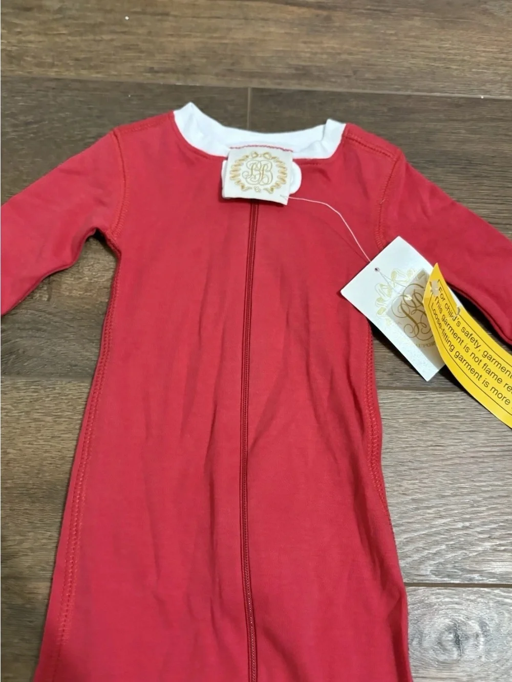The Beaufort Bonnet Company unisex Baby  Red Footie Pajamas Zipper Size 6-12m NW